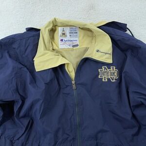 Vtg Notre Dame Fighting Irish Champion Windbreaker‎ XL Hooded Jacket Football